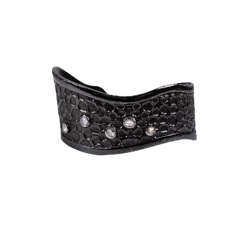 Silver and Black Rhodium Raw Diamond Cuff - 7 Diamonds