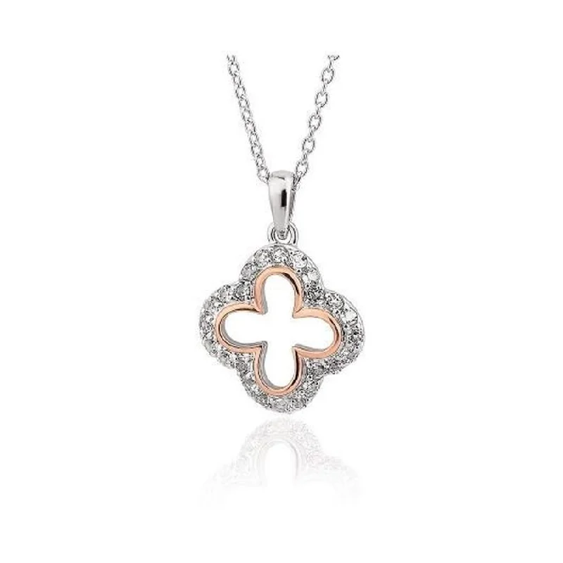 Silver & 9ct Rose Gold Tudor Court White Topaz Set Pendant