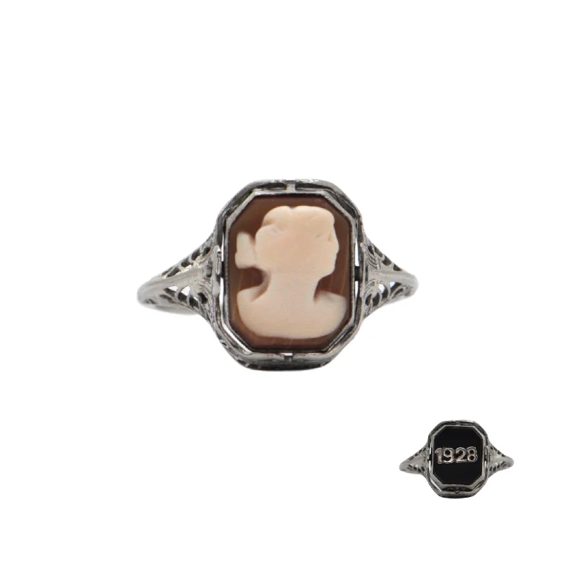 1928 Cameo and Onyx Flip Ring