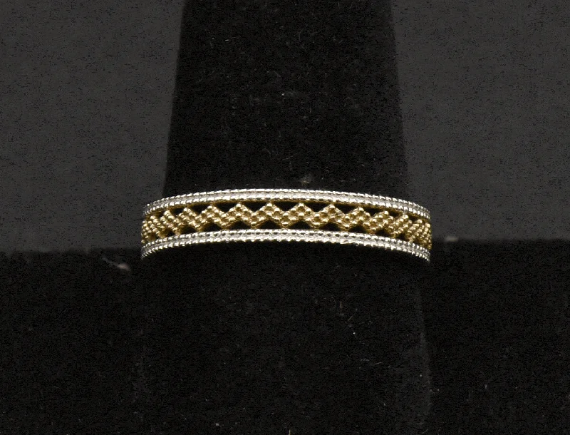 Vintage Dual Tone Sterling Silver Band - Size 10