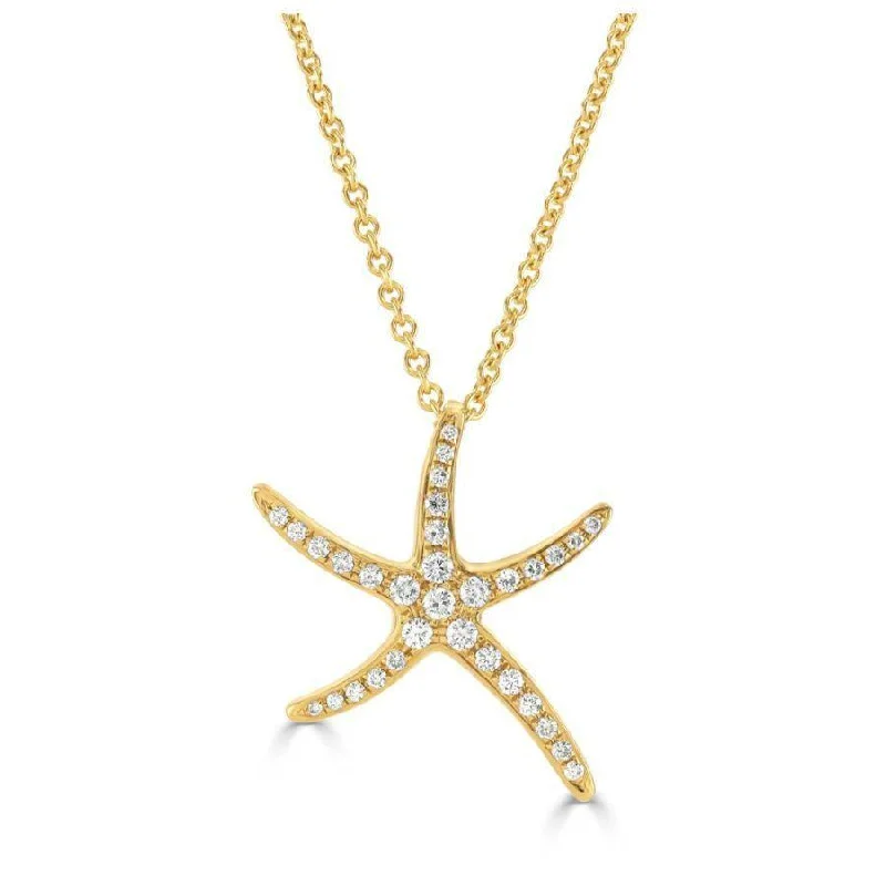 18ct Yellow Gold Diamond Set Starfish Pendant