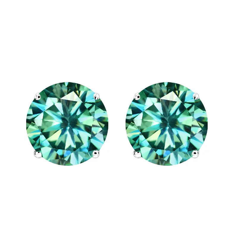 Sterling Silver with Green Moissanite Stud Earring