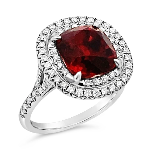 Red Spinel & Diamond Tiffany Ring