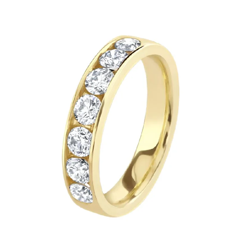 1.00ct Channel Set Round Brilliant Cut Diamond 18ct Yellow Gold Half Eternity Ring