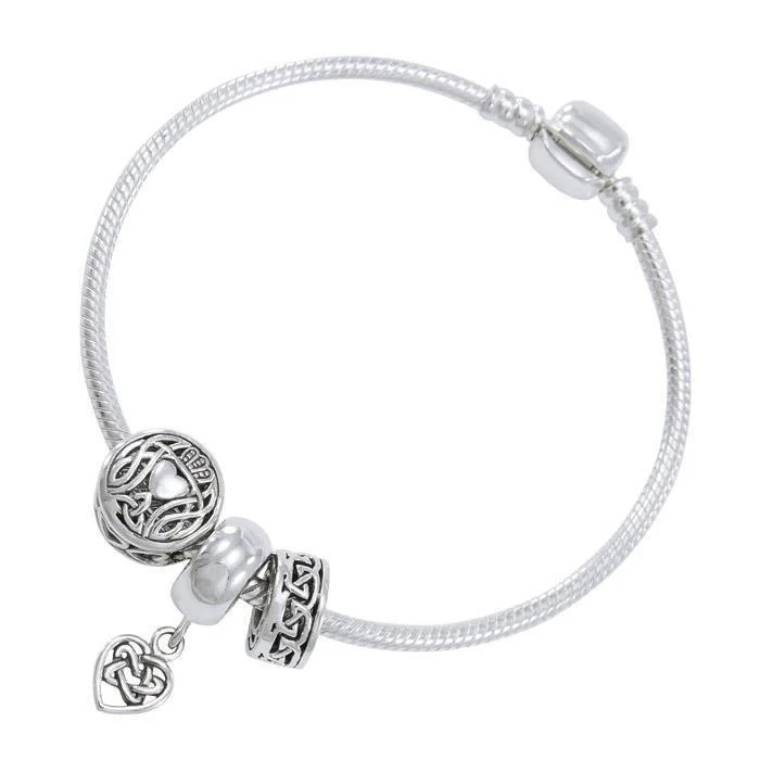 Celtic Heart Sterling Silver Bead Bracelet TBL351