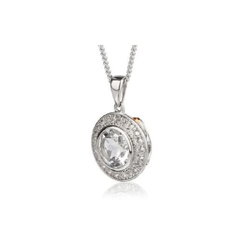 Silver & 9ct Rose Gold Ar Dan White Topaz Set Pendant