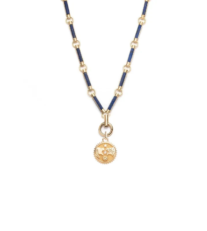 Solar & Lunar - Strength : Lapis Lazuli Hanging Clockweight Chain Necklace