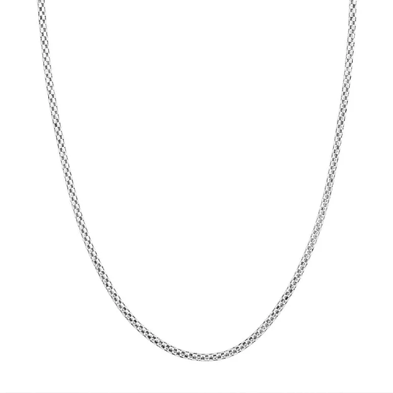 Curata 925 Sterling Silver Rhodium 3mm Popcorn Chain Necklace for Men