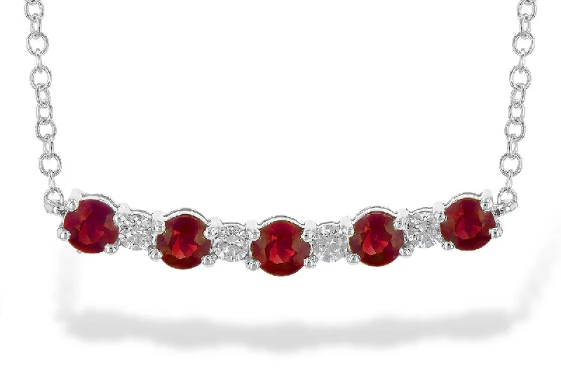 Allison Kaufman Ruby and Diamond Bar Necklace