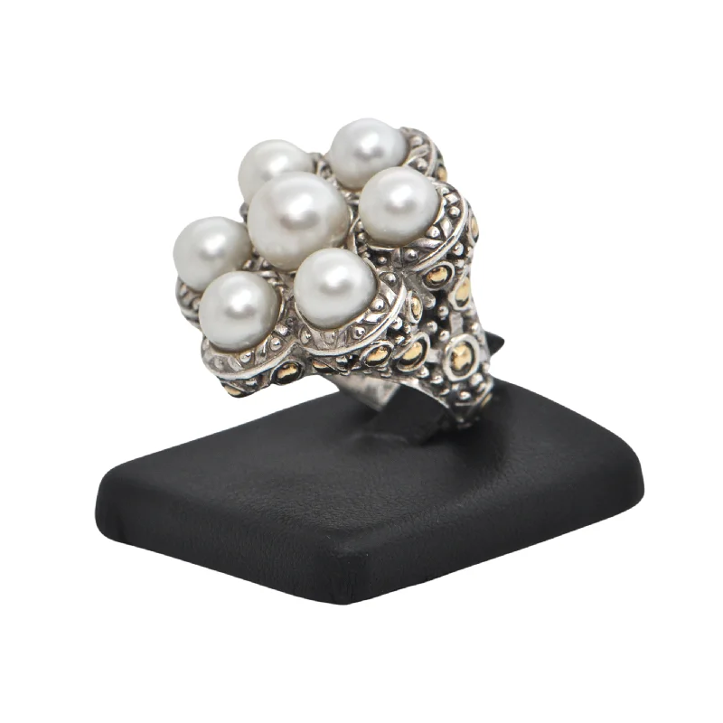 John Hardy Jaisalmer Dot Pearl, Sterling Silver and 18k Gold Ring