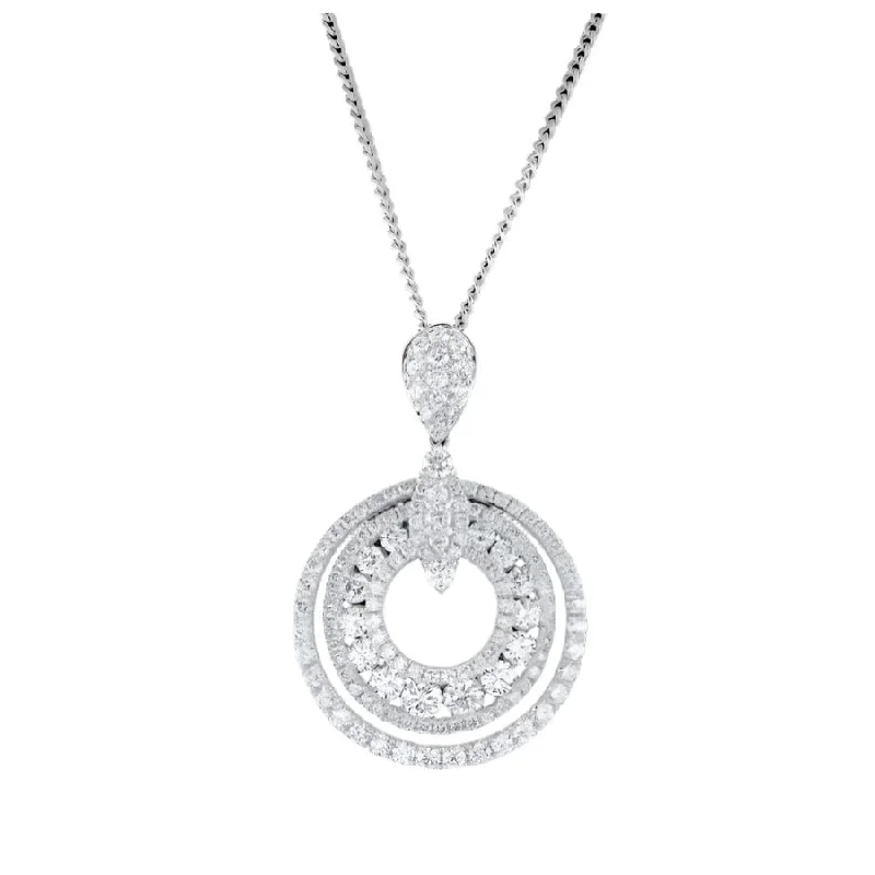 18ct White Gold Diamond Set Concentric Circle Pendant