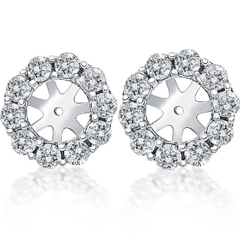 White Gold 1 1/2 Ct. Diamond Studs Earring Jackets (9mm) Lab Grown