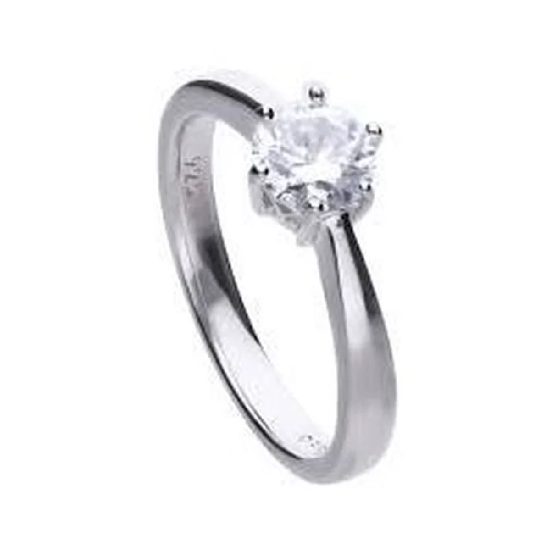 Silver Round Cubic Zirconia Solitaire Ring, size O