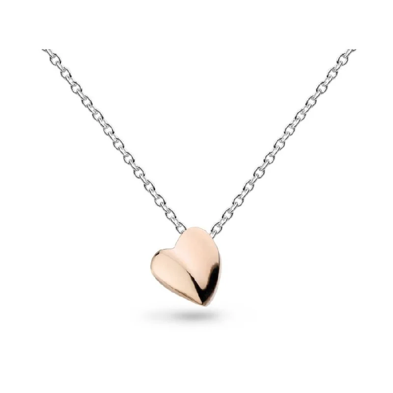 Silver Miniature Sweet Heart Rose Gold Plate Necklace