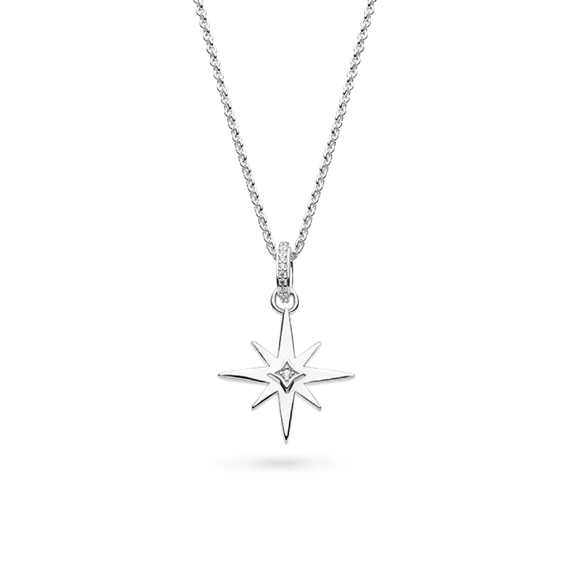 Silver Celeste North Star Pave Set Cubic Zirconia 18" Necklace