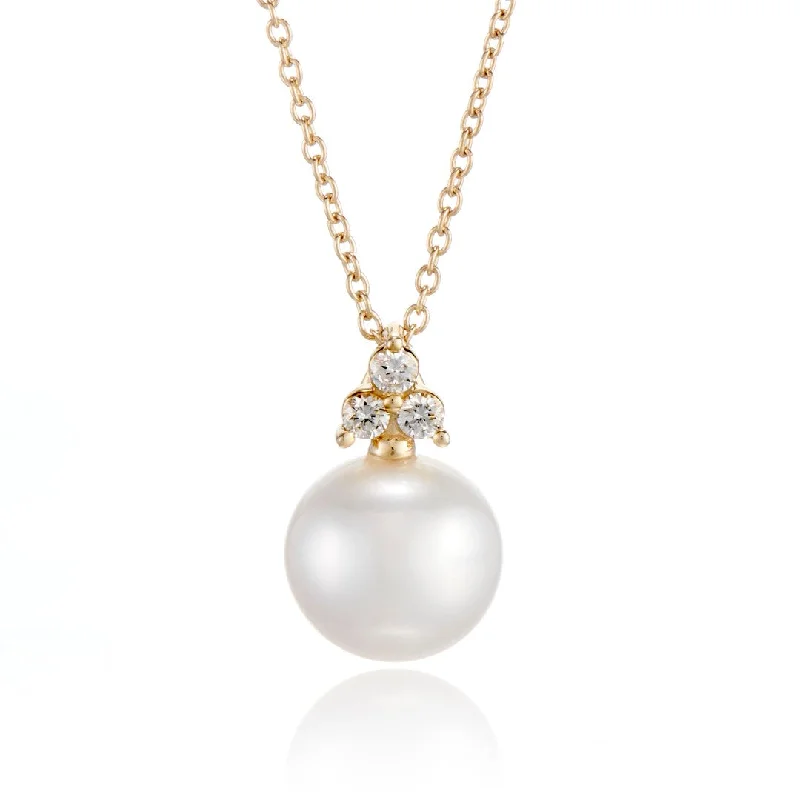 Madison Pendant Necklace in Pearl & Diamonds