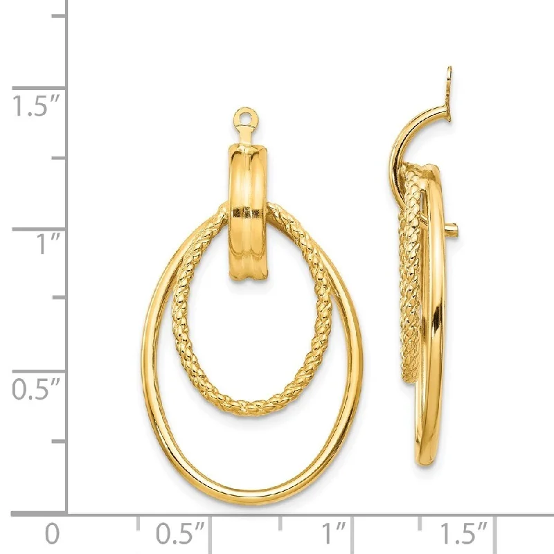 Diamond2Deal 14K Yellow Gold Double Hoop Earring Jackets 36x12 mm (L-36 mm, W-21 mm)