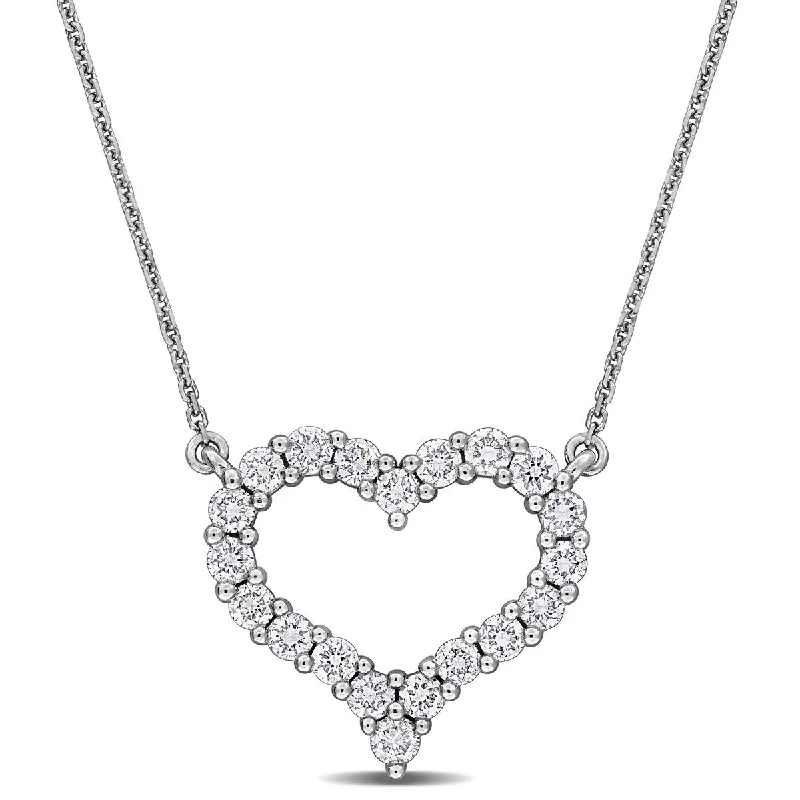 Created Forever 1ct TW Lab-Grown Diamond Open Heart Necklace in 14k White Gold