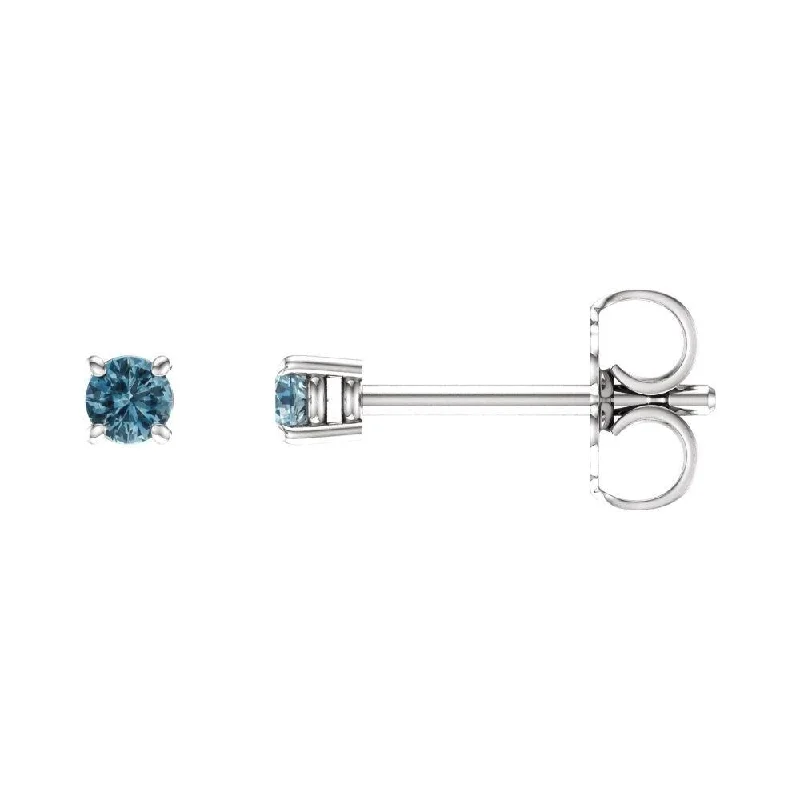 14k White Gold 2.5 mm Round Sky Blue Topaz Stud Earring for Women