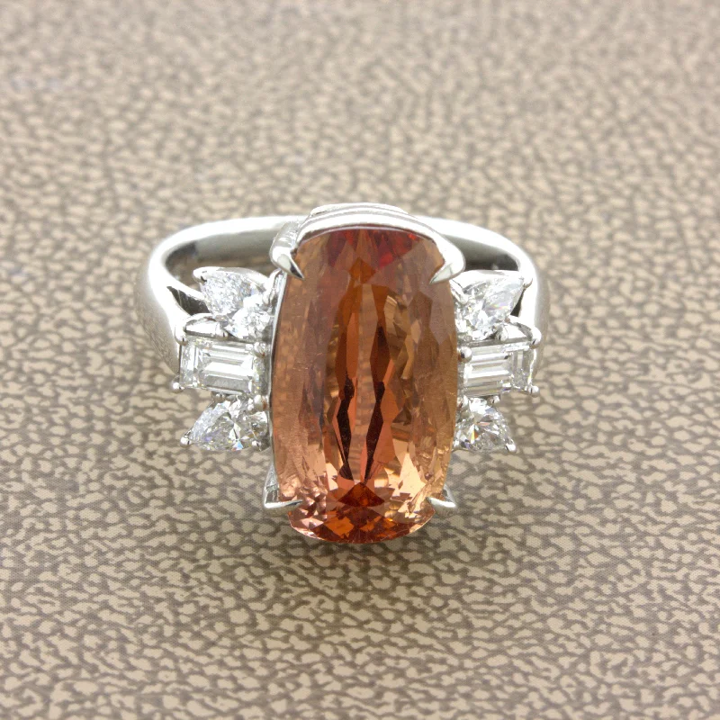 8.05 Carat Imperial Topaz Diamond Platinum Ring