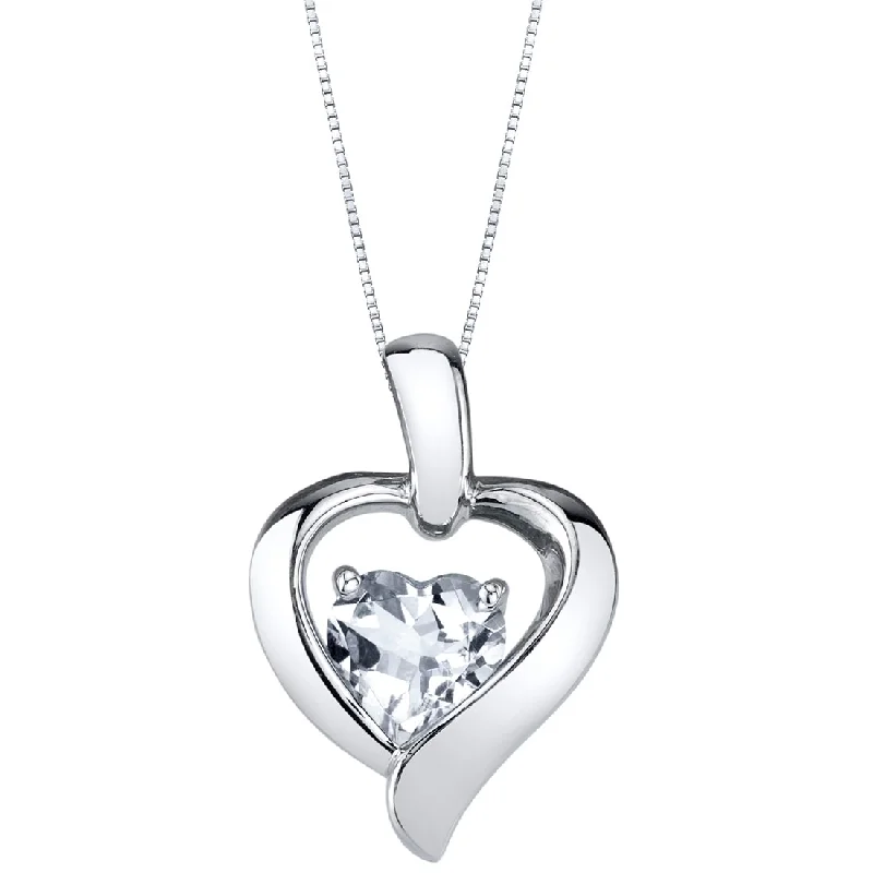 Sterling Silver Moissanite Heart Pendant Solitaire Necklace