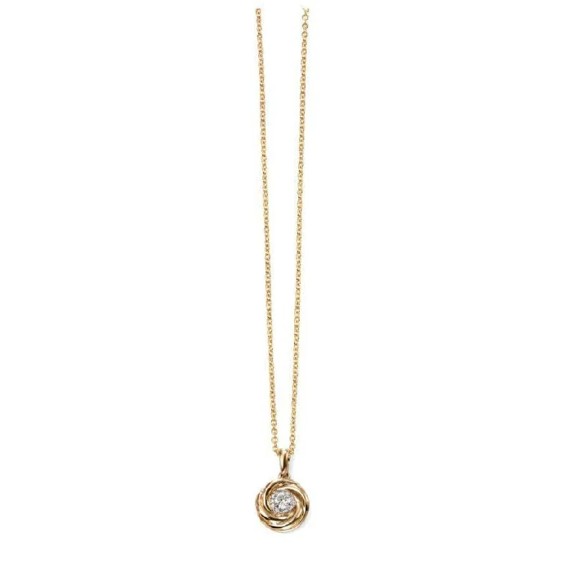 9ct Yellow Gold Diamond Set Swirl Pendant