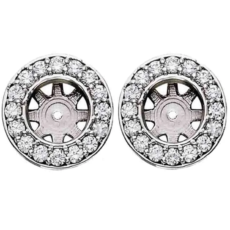 3/4ct Halo Diamond Studs Earring Jackets White Gold (6-6.5mm)