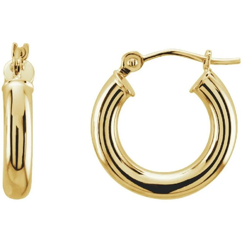 Curata 14k Yellow Gold 15mm Polished Tube Hoop Earring