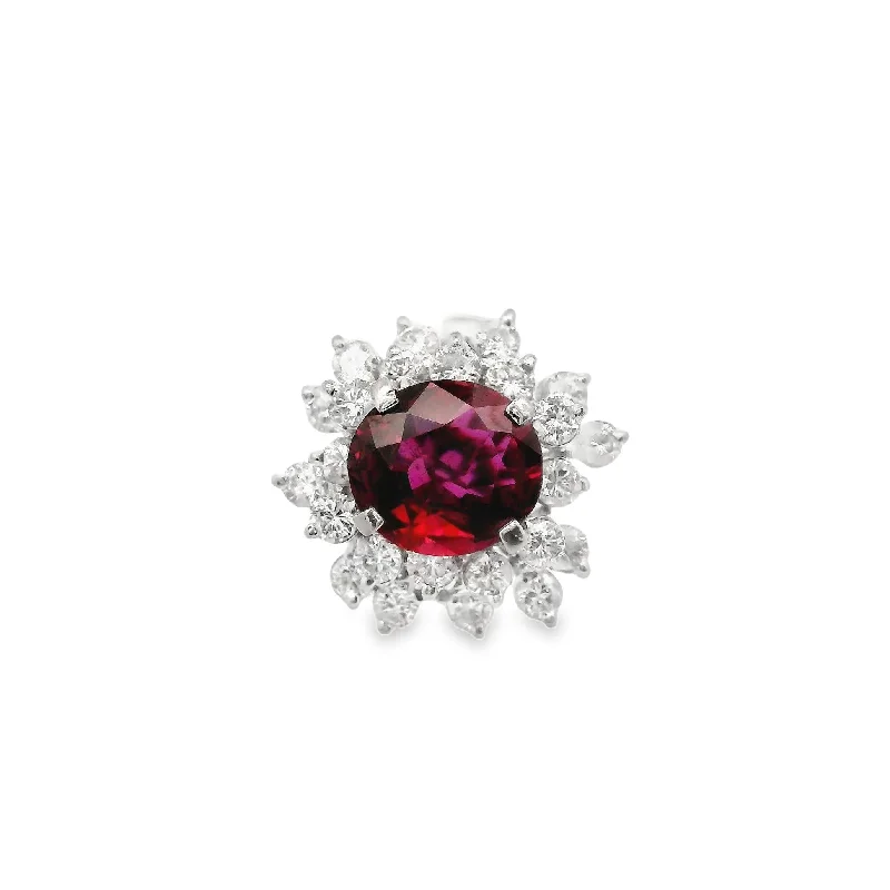 2.77 Carat Thai No-Heat Ruby Diamond White Gold Ring, GIA Certified