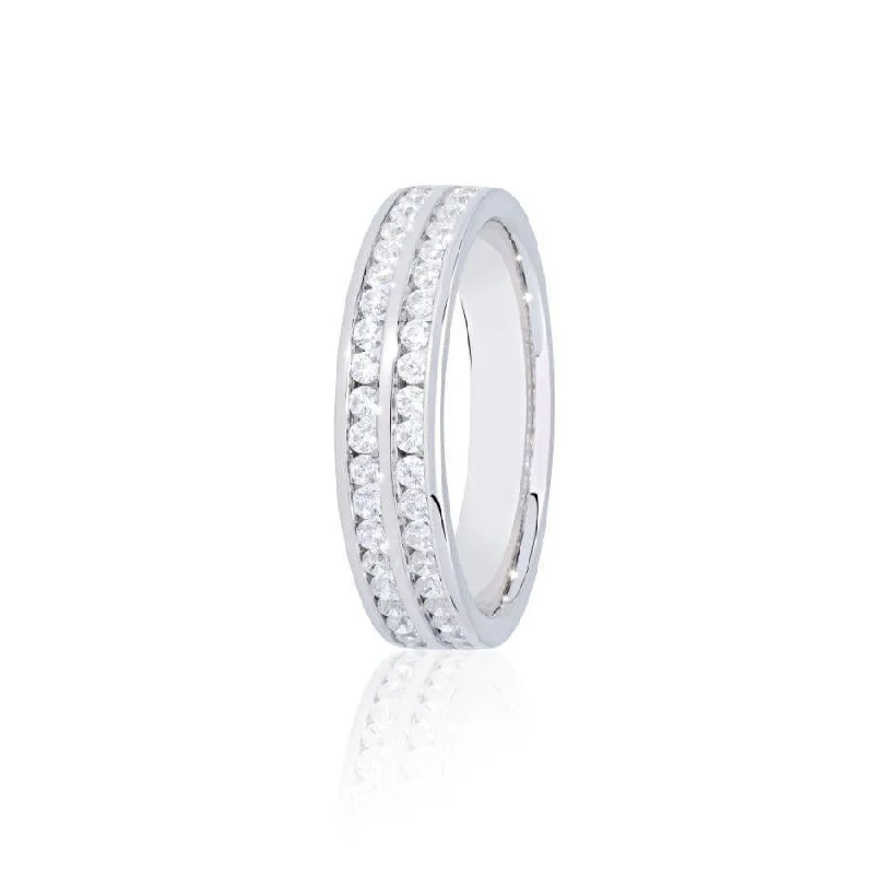 0.50ct Channel Set Round Brilliant Cut Diamond 2-Row Platinum Eternity Ring