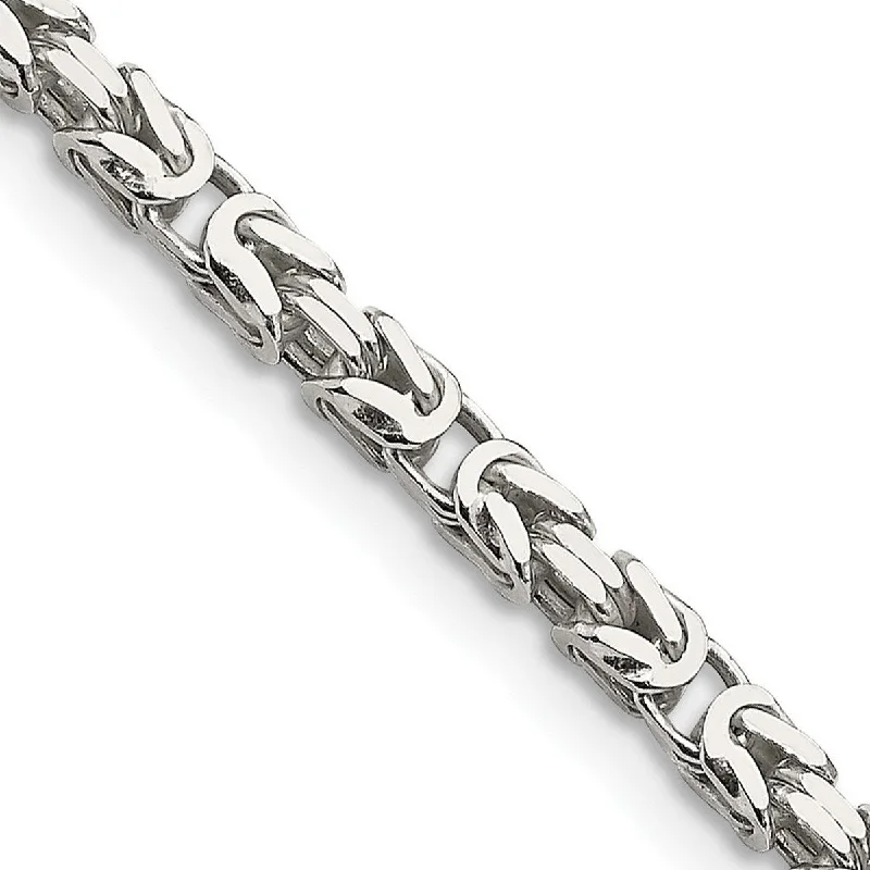 Curata 925 Sterling Silver 2.5mm Squared Byzantine Chain Necklace for Men Optiosn: 16 18 20 24 30