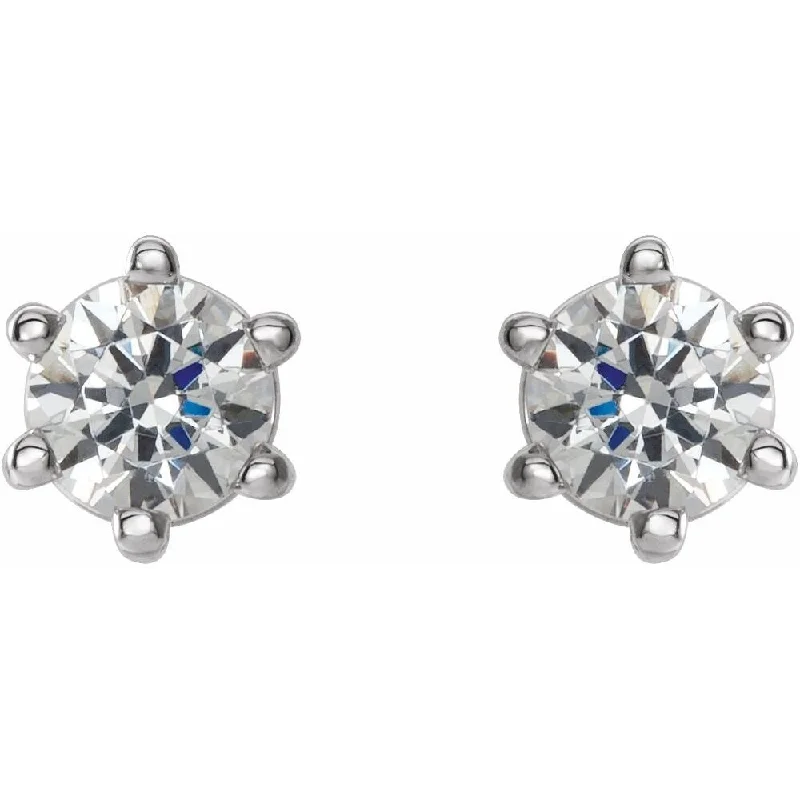 14k White Gold 4 mm SI2-SI3 1/2 CTW Diamond 6-Prong Wire Basket Stud Earring for Women