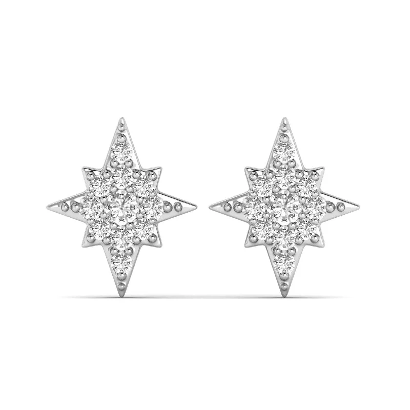 Marquee Star Diamond Earring in 14K White Gold