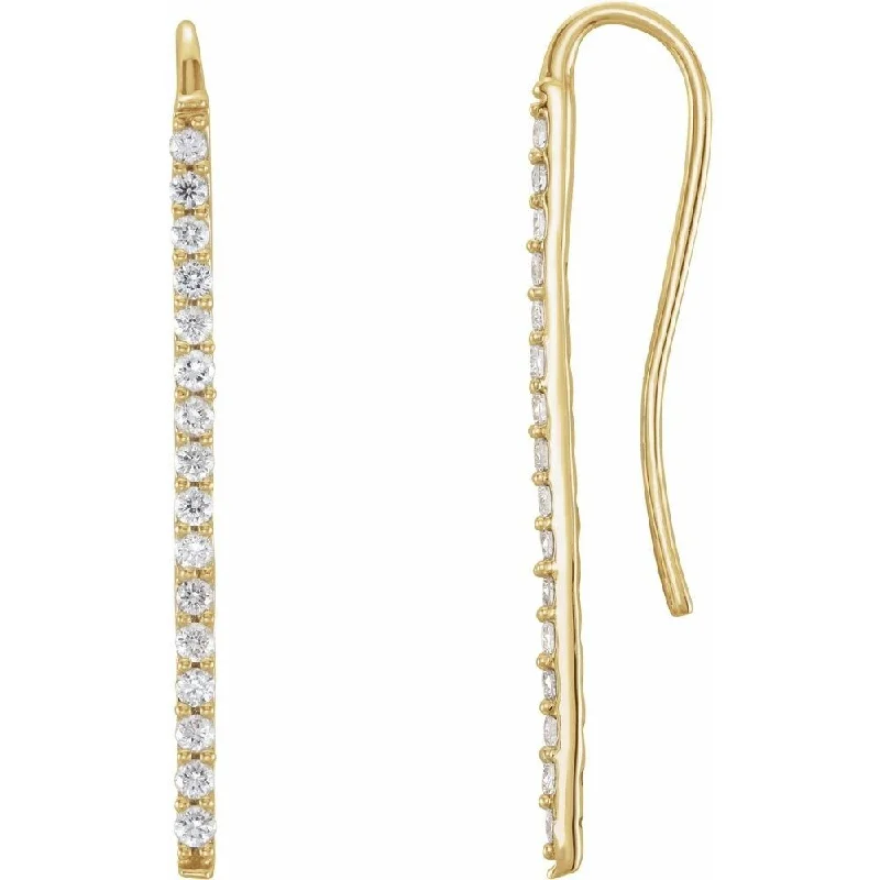 14k Yellow Gold 1/3 CTW Diamond Bar Dangle Earring for Women