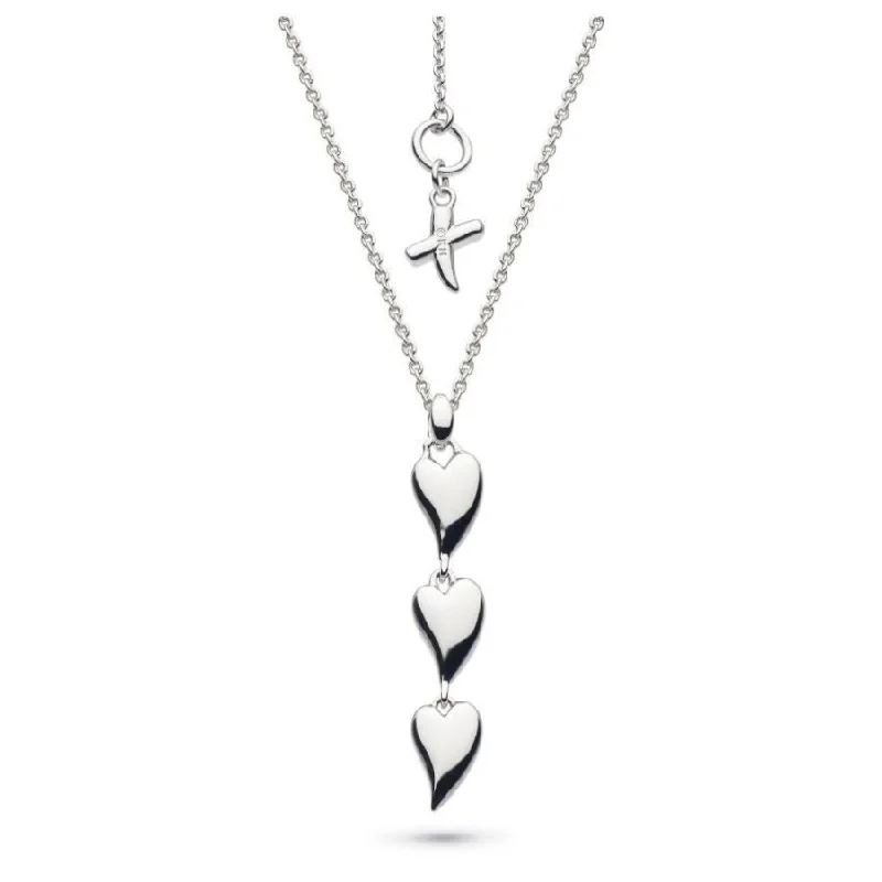 Silver Desire Kiss Triple Hearts Necklace