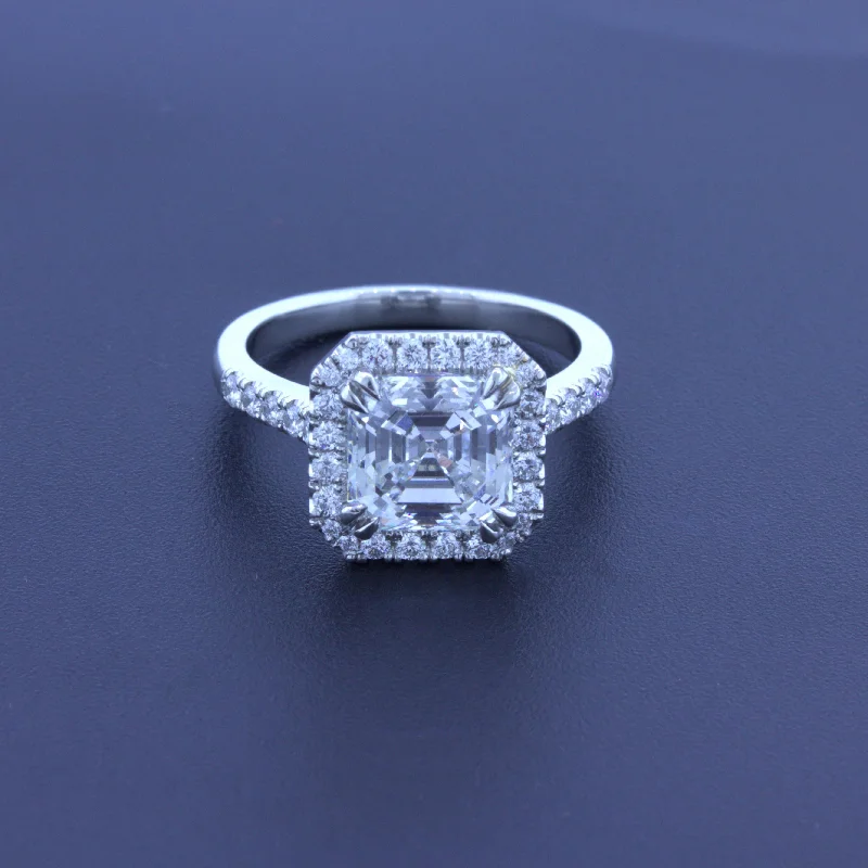 3.05 Carat Asscher-cut Diamond Platinum Engagement Ring, E-VS1 EGL Certified