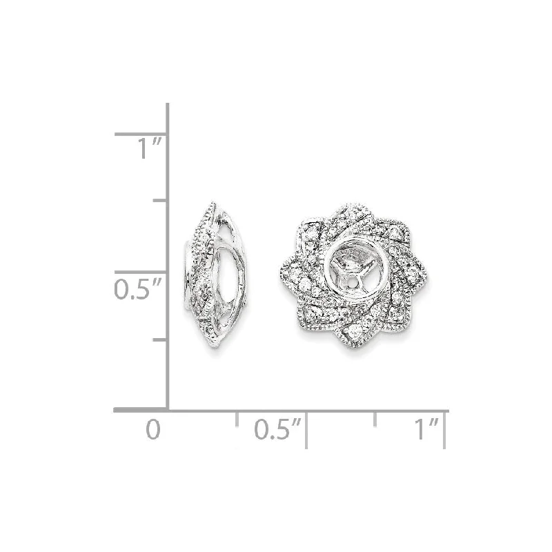 14k White Gold Diamond Earring Jacket (L-13 mm, W-13 mm)