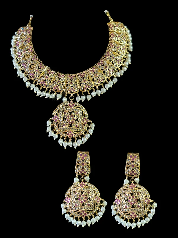 DNS31 Ruchika  necklace set in pearls ( READY TO SHIP )