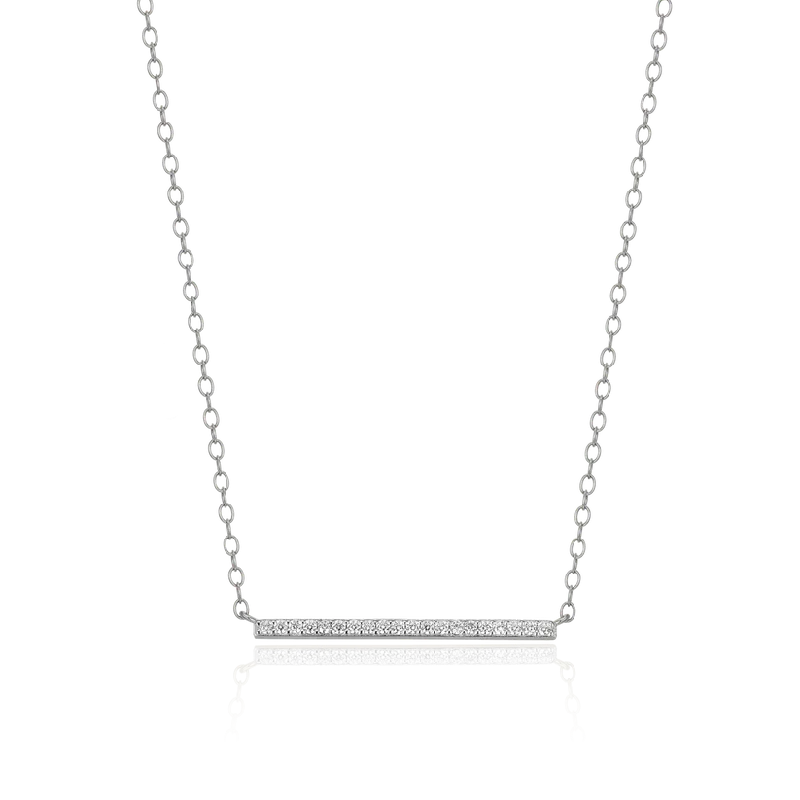 Monte Luna Silver Lab Grown Diamond Pave Bar Necklace