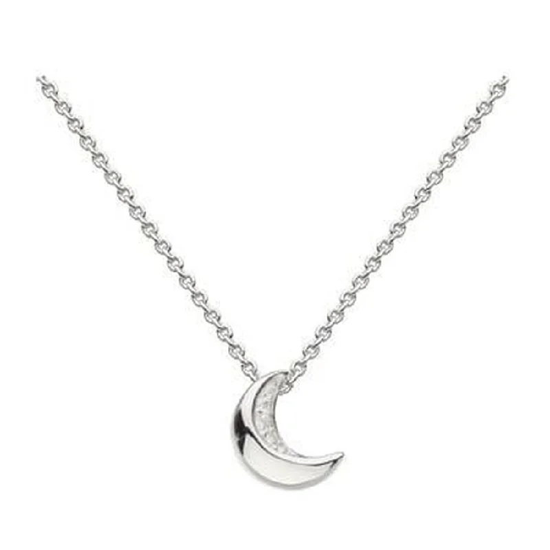 Silver Miniature Sparkle CZ Mini Moon 17' Necklace