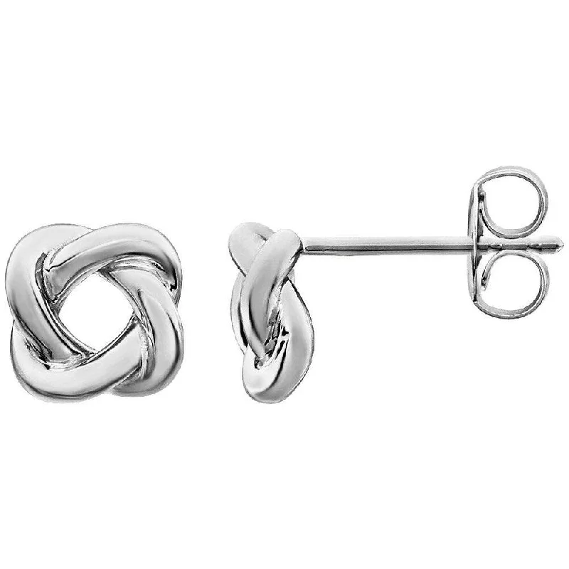 14K White Gold 7x7 mm Knot Earring for Women