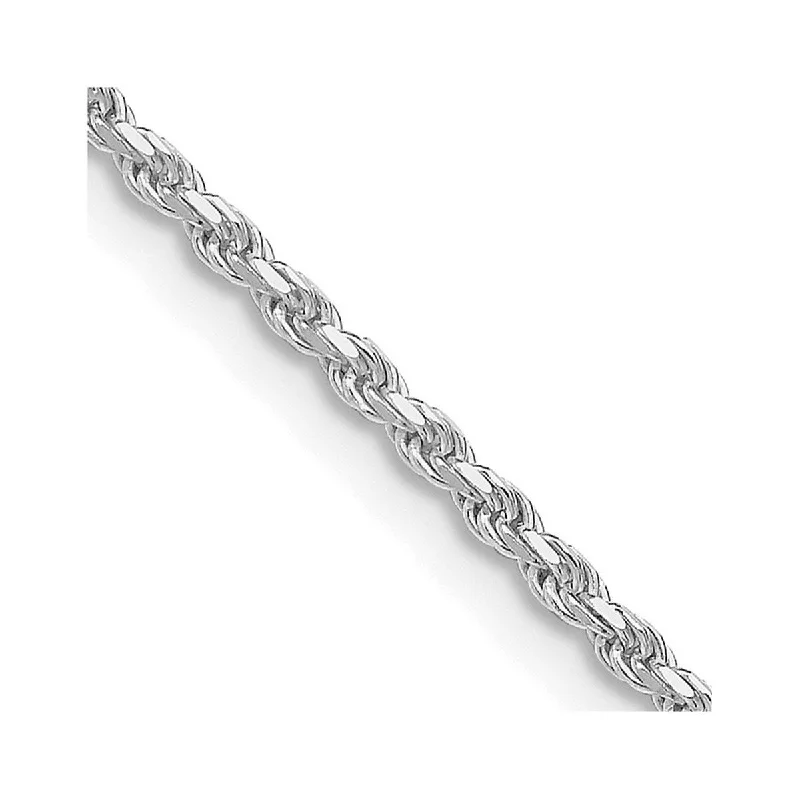 Curata 925 Sterling Silver Rhodium Unisex 1.75mm Diamond Cut Rope Chain Necklace