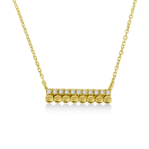 Yellow Gold Petite Diamond Bar Pendant Necklace