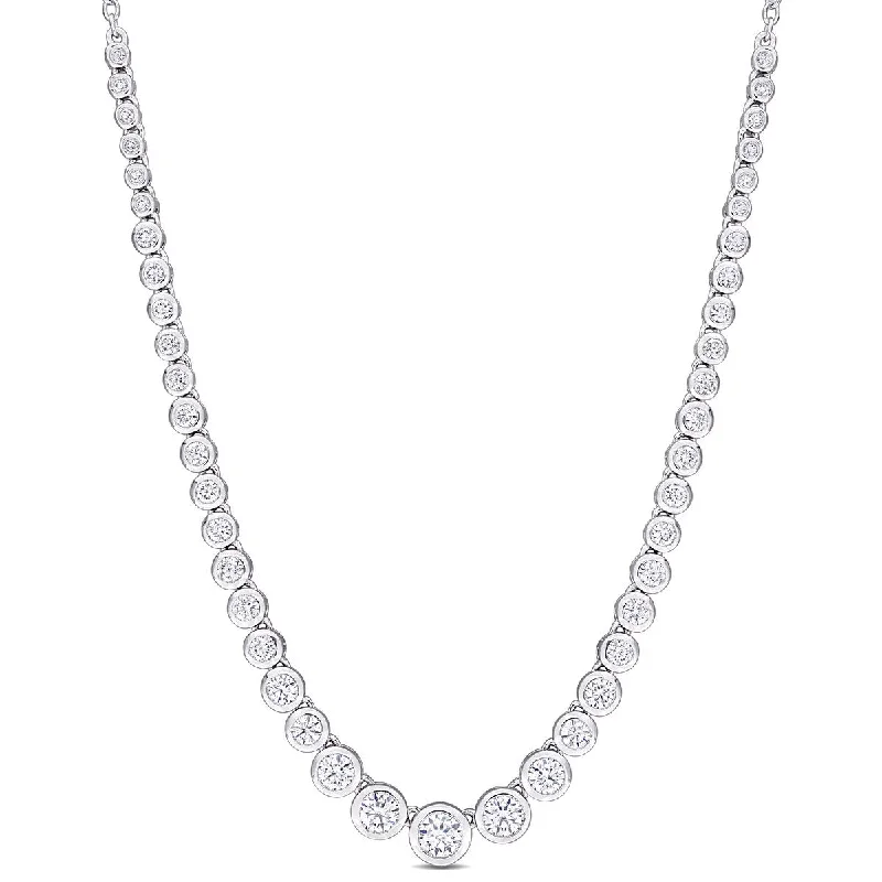 Eternally Yours 2 3/4ct DEW Dew Created Moissanite Graduated Necklace in Sterling Silver