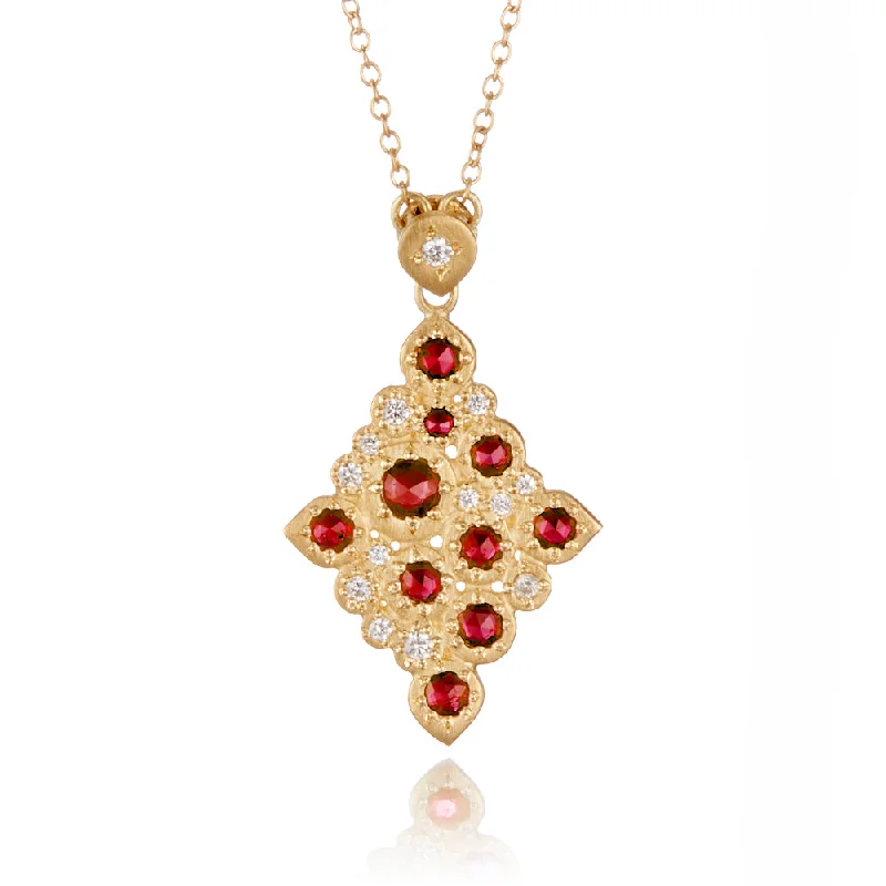 Ruby Mosaic Pendant Necklace