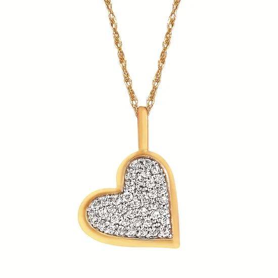 Yellow Gold Diamond Heart Pendant necklace