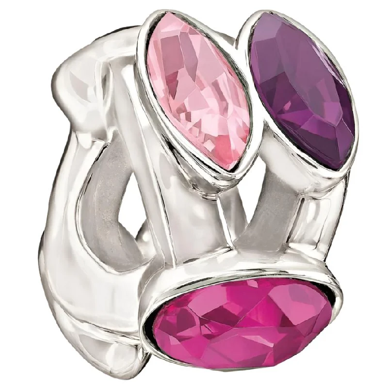 Silver bead - Splendid Marquise - pink & purple