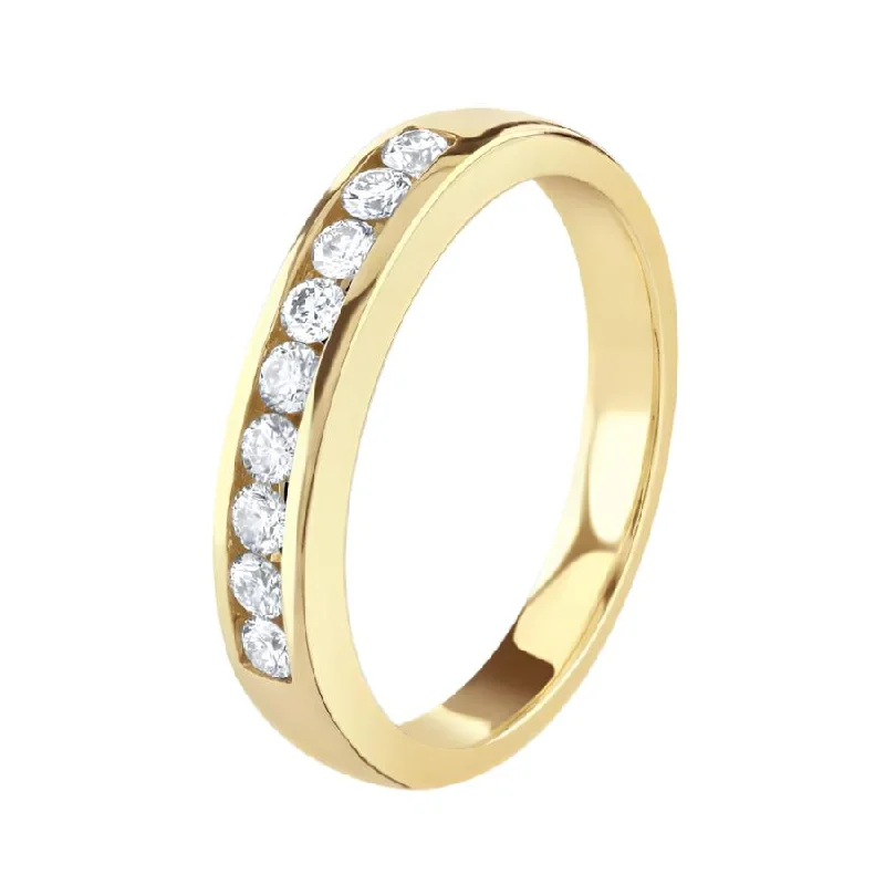 0.31ct Channel Set Round Brilliant Cut Diamond 18ct Yellow Gold Half Eternity Band