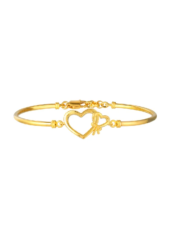 TOMEI Duo Heart Bangle, Yellow Gold 916