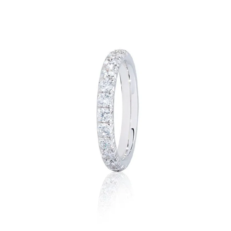 0.75ct Pave Set Round Brilliant Cut Diamond Platinum Half Eternity Ring